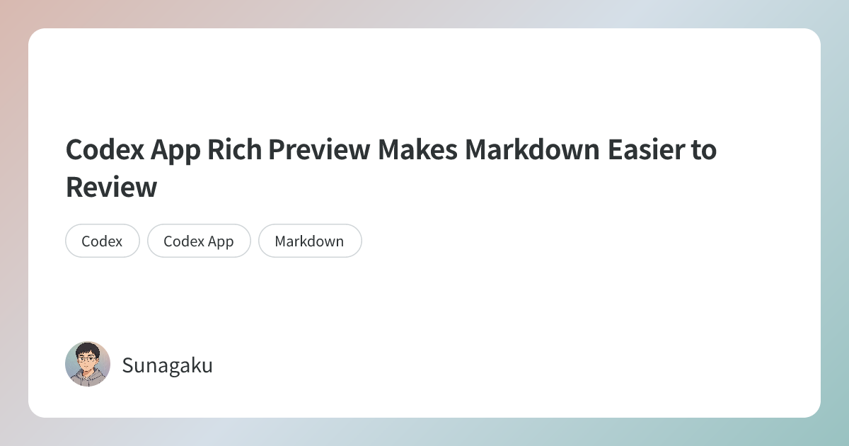 Codex App Rich Preview Makes Markdown Easier to Review | Sunagaku AI Blog